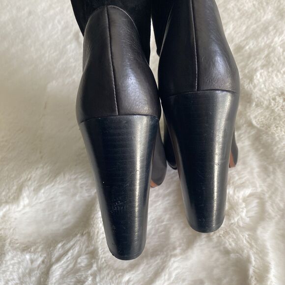 Rachel Zoe Women's 8.5 Claudia Black Leather Suede Slouch Buckle Heeled Boot - Picture 7 of 9